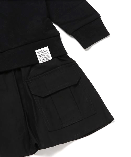 AZUL by moussy（アズールバイマウジー）の「ドッキングカーゴワンピース（ワンピース・キッズ・ブラック/カーキ・100/110/120/130）」の5枚目の写真