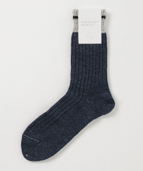 MARGARET HOWELL（マーガレットハウエル）の「LINEN RIB SOCK（ソックス/靴下・メンズ・グレー/ネイビー/ベージュ・FREE）」の3枚目の写真