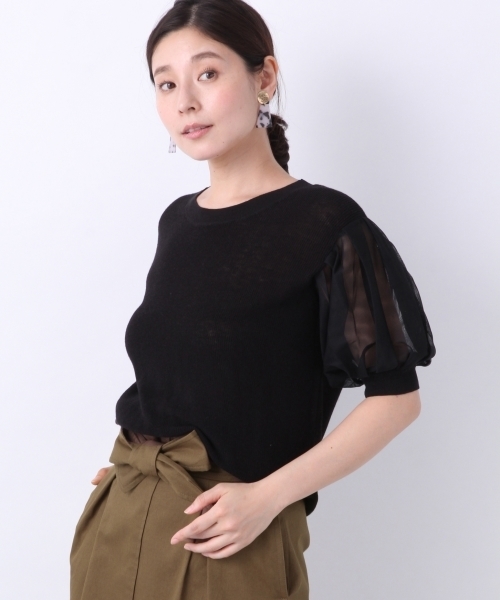 LEPSIM（レプシィム）の「14GチュールスリーブキリカエSS　786908（ニット/セーター・レディース・ブラック/グレー/ブラウン・FREE）」の2枚目の写真