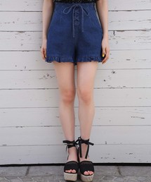 フリルレースアップショートパンツ