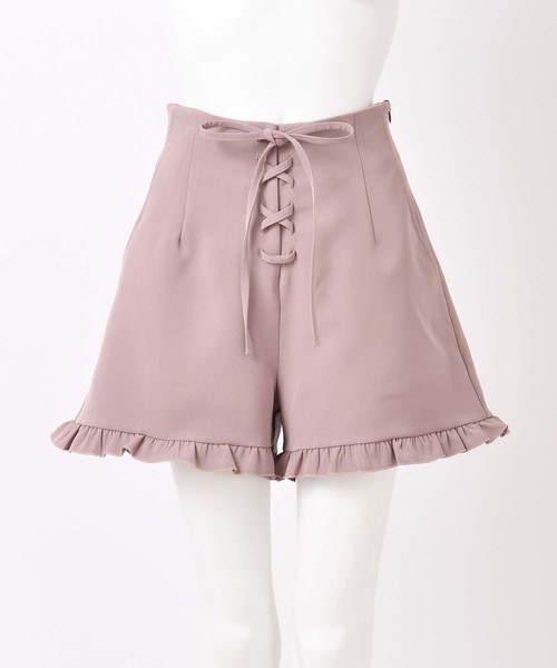 one after another NICE CLAUP（ワンアフターアナザーナイスクラップ）の「フリルレースアップショートパンツ（その他パンツ・レディース・ブラック/モカ/ベージュ/インディゴブルー・FREE）」の6枚目の写真