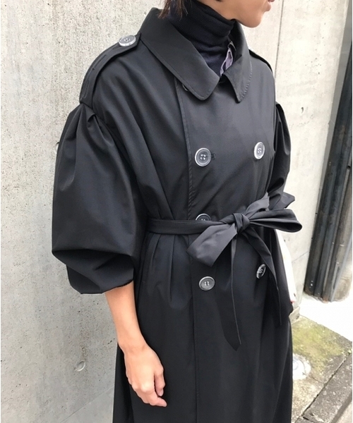 SUPERTHANKS（スーパーサンクス）の「ギャザーロングトレンチコート（トレンチコート・レディース・ブラック/ベージュ・FREE）」の19枚目の写真