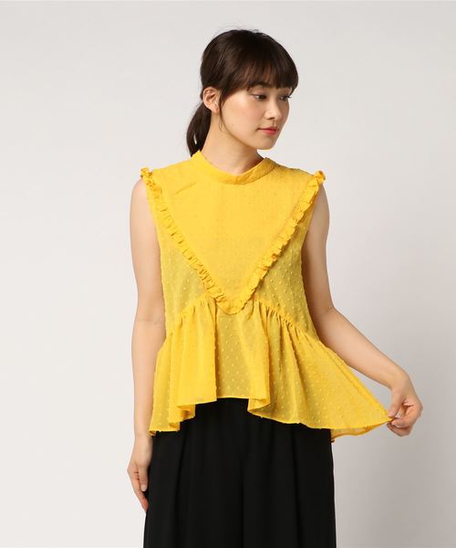 YECCA VECCA（イェッカヴェッカ）の「・フリルノースリーブブラウス（シャツ/ブラウス・レディース・ホワイト/イエロー/ブルー/ブラック・FREE）」の4枚目の写真