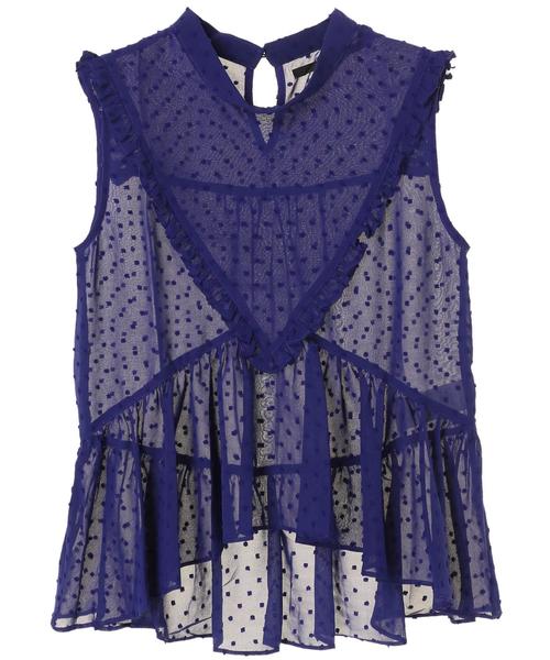 YECCA VECCA（イェッカヴェッカ）の「・フリルノースリーブブラウス（シャツ/ブラウス・レディース・ホワイト/イエロー/ブルー/ブラック・FREE）」の8枚目の写真