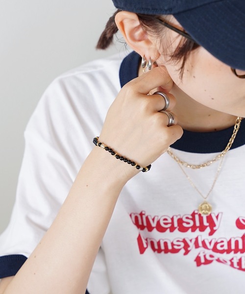 Akashic Tree(アカシックツリー)の「AkashicTree / アカシックツリー NATURAL STONE(ONYX) BRACELET メンズ 夏物 夏服(ブレスレット・メンズ・ブラック・FREE)」の10枚目の写真
