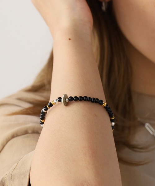 Akashic Tree(アカシックツリー)の「AkashicTree / アカシックツリー NATURAL STONE(ONYX) BRACELET メンズ 夏物 夏服(ブレスレット・メンズ・ブラック・FREE)」の5枚目の写真