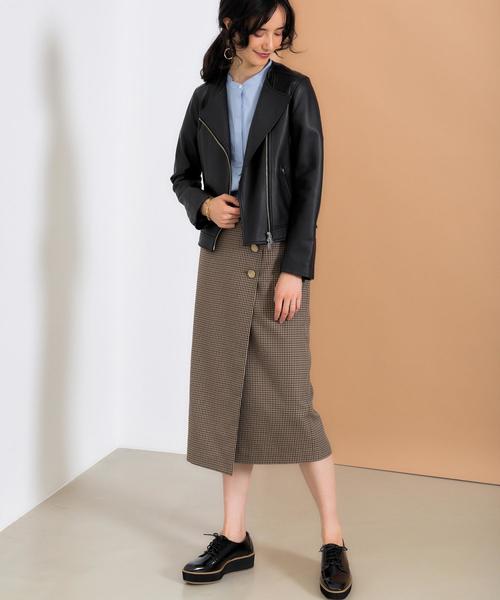 green label relaxing（グリーンレーベルリラクシング）の「FM チェック ラップ タイト スカート（スカート・レディース・その他1・36/38）」の2枚目の写真