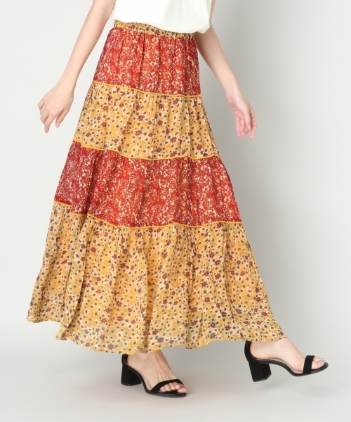 LOWRYS FARM(ローリーズファーム)の「ハナガラティアードスカート 803013(スカート・レディース・ブラウン/グリーン・FREE)」の1枚目の写真