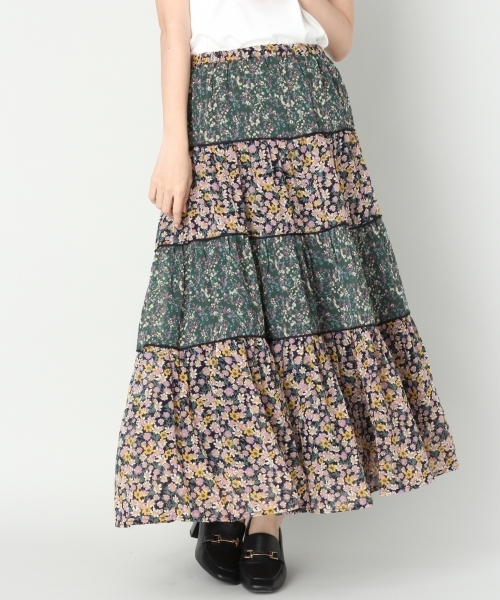 LOWRYS FARM(ローリーズファーム)の「ハナガラティアードスカート 803013(スカート・レディース・ブラウン/グリーン・FREE)」の2枚目の写真