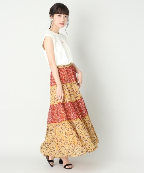 LOWRYS FARM(ローリーズファーム)の「ハナガラティアードスカート 803013(スカート・レディース・ブラウン/グリーン・FREE)」の5枚目の写真