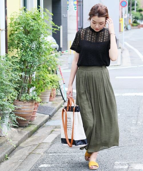 reca（レカ）の「プチハイネックシースルーレース 半袖トップス（Tシャツ/カットソー・レディース・オフホワイト/ブラック/サックスブルー/イエロー・M）」の5枚目の写真