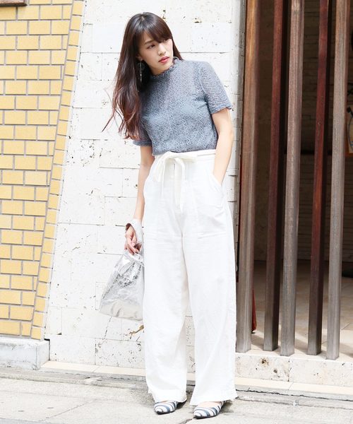 reca（レカ）の「プチハイネックシースルーレース 半袖トップス（Tシャツ/カットソー・レディース・オフホワイト/ブラック/サックスブルー/イエロー・M）」の16枚目の写真