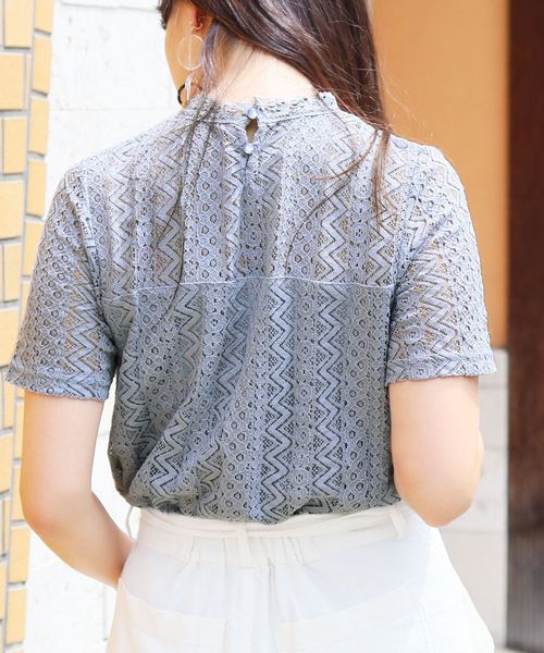 reca（レカ）の「プチハイネックシースルーレース 半袖トップス（Tシャツ/カットソー・レディース・オフホワイト/ブラック/サックスブルー/イエロー・M）」の17枚目の写真