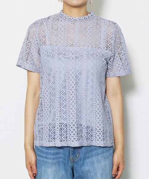 reca（レカ）の「プチハイネックシースルーレース 半袖トップス（Tシャツ/カットソー・レディース・オフホワイト/ブラック/サックスブルー/イエロー・M）」の19枚目の写真