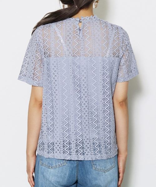 reca（レカ）の「プチハイネックシースルーレース 半袖トップス（Tシャツ/カットソー・レディース・オフホワイト/ブラック/サックスブルー/イエロー・M）」の21枚目の写真