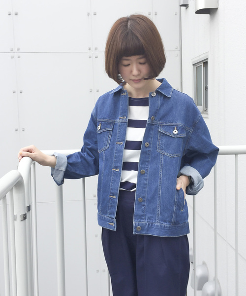 LBC（エルビーシー）の「オーバーサイズデニムジャケット（デニムジャケット・レディース・ネイビー/ブルー・M/L）」の2枚目の写真