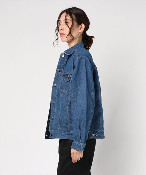 LBC（エルビーシー）の「オーバーサイズデニムジャケット（デニムジャケット・レディース・ネイビー/ブルー・M/L）」の3枚目の写真