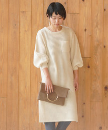 rps | ワッフル編みボリューム袖ニットワンピース(ワンピース)