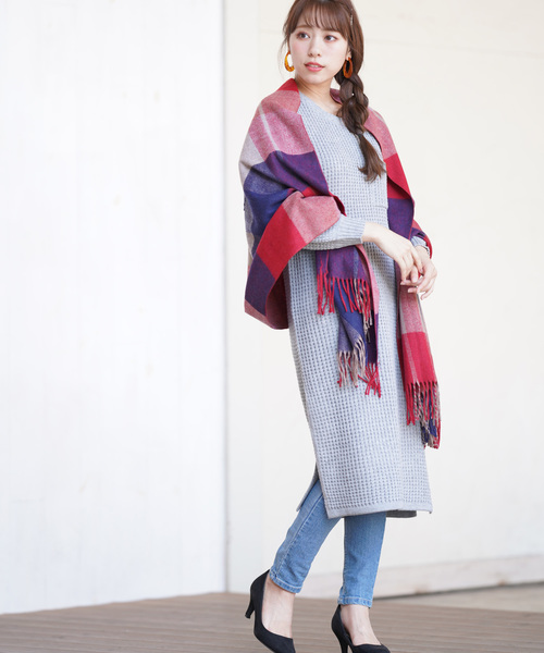 rps（アールピーエス）の「ワッフル編みボリューム袖ニットワンピース（ワンピース・レディース・ブラック/アイボリー/杢グレー・M）」の18枚目の写真