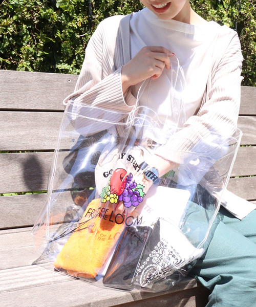FRUIT OF THE LOOM（フルーツオブザルーム）の「＿FRUIT OF THE LOOM　CLEAR TOTE L SIZE（トートバッグ・レディース・ホワイト・FREE）」の8枚目の写真