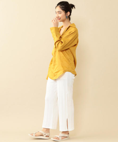 BEAUTY&YOUTH UNITED ARROWS（ビューティーアンドユースユナイテッドアローズ）の「【WEB限定】by※∴ リブジャカードスリットワイドパンツ -手洗い可能-о（その他パンツ・レディース・オフホワイト/オリーブ/ブラック・FREE）」の19枚目の写真