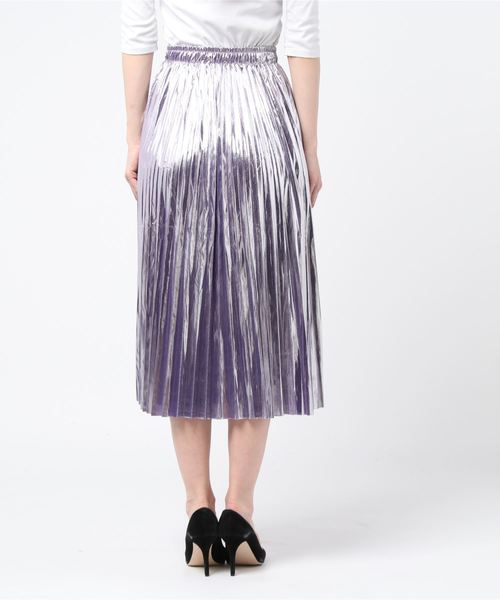 Libby&Rose（リビーアンドローズ）の「メタリックプリーツスカート（スカート・レディース・ブラック/ベージュ/シルバー/パープル・FREE）」の6枚目の写真