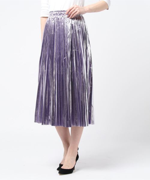 Libby&Rose（リビーアンドローズ）の「メタリックプリーツスカート（スカート・レディース・ブラック/ベージュ/シルバー/パープル・FREE）」の9枚目の写真