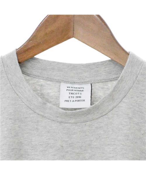 VETEMENTS コットン グレー ロゴプリントTシャツ VETEMENTS◇Tシャツ/M