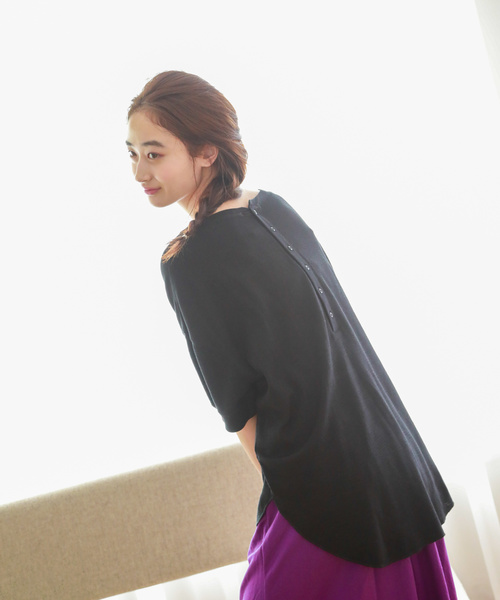 niko and...（ニコアンド）の「バックヘンリーハニカムプルオーバー（Tシャツ/カットソー・レディース・オレンジ/ラベンダー/オフホワイト/ブラウン/ブラック・MEDIUM/LARGE）」の2枚目の写真