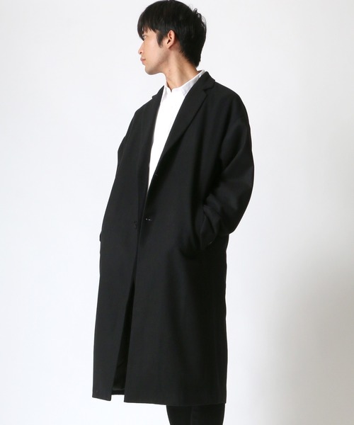 ウール オーバーサイズ ウール チェスターコート ステンカラーコート バルカラーコート ロングコート チェスターコート Lazar ラザル のファッション