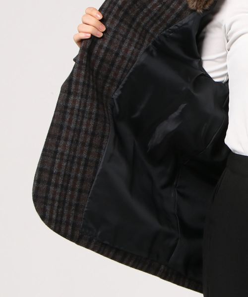 CLANE（クラネ）の「FUR CAPE CHECK TAILORED JACKET（テーラード