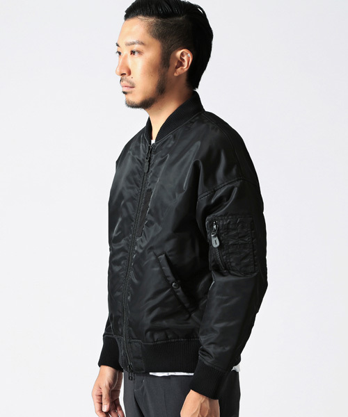 beams MA-1スタイル 黒 ナイロンジャケット新品 xl ビームス　古着 International Gallery BEAMS（インターナショナルギャラリー