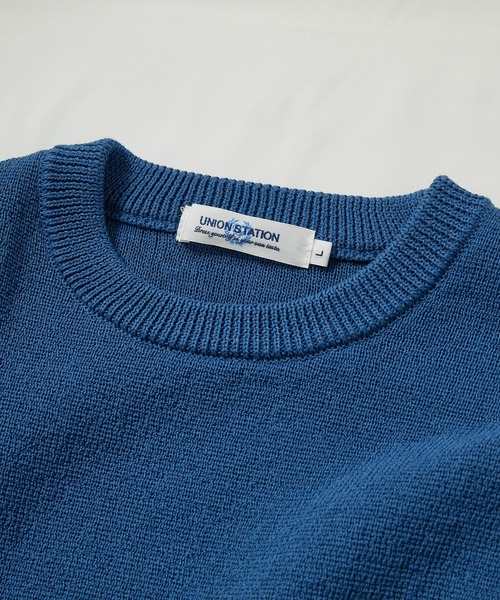 UNION STATION（ユニオンステーション）の「サマーニット5分袖Tシャツ  [MACHINE WASHABLE]（ニット/セーター・メンズ・ネイビー/レッド/キャメル/ブラウン/ライトベージュ/サックスブルー・M/L/S）」の19枚目の写真