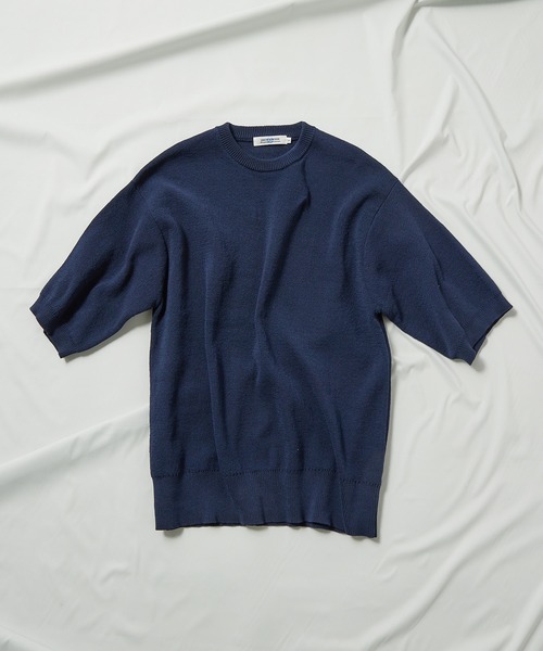 UNION STATION（ユニオンステーション）の「サマーニット5分袖Tシャツ  [MACHINE WASHABLE]（ニット/セーター・メンズ・ネイビー/レッド/キャメル/ブラウン/ライトベージュ/サックスブルー・M/L/S）」の21枚目の写真