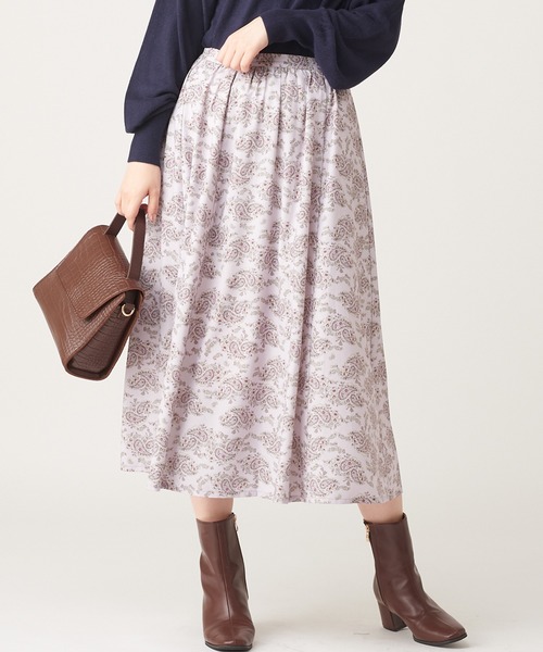 natural couture(ナチュラルクチュール)の「ペイズリー落ち感ギャザースカート(スカート・レディース・ブラウン系その他/グリーン系その他/ピンク系その他・FREE)」の3枚目の写真