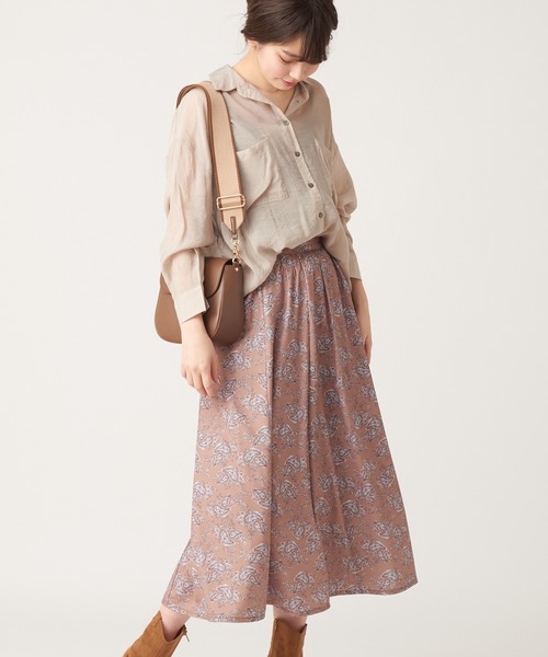 natural couture(ナチュラルクチュール)の「ペイズリー落ち感ギャザースカート(スカート・レディース・ブラウン系その他/グリーン系その他/ピンク系その他・FREE)」の6枚目の写真