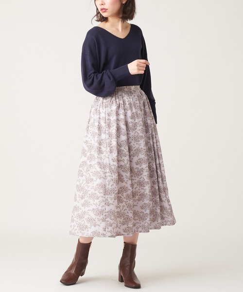 natural couture(ナチュラルクチュール)の「ペイズリー落ち感ギャザースカート(スカート・レディース・ブラウン系その他/グリーン系その他/ピンク系その他・FREE)」の12枚目の写真
