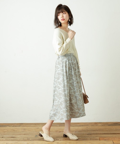 natural couture(ナチュラルクチュール)の「ペイズリー落ち感ギャザースカート(スカート・レディース・ブラウン系その他/グリーン系その他/ピンク系その他・FREE)」の9枚目の写真