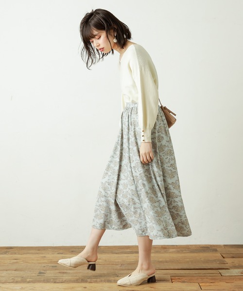 natural couture(ナチュラルクチュール)の「ペイズリー落ち感ギャザースカート(スカート・レディース・ブラウン系その他/グリーン系その他/ピンク系その他・FREE)」の10枚目の写真