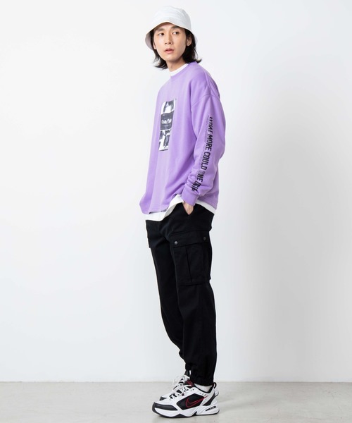 WEGO（ウィゴー）の「WEGO/ガールフォトビッグシルエットプルオーバー（スウェット・メンズ・ホワイト/ブラック/ベージュ/ライトパープル・MEDIUM/LARGE）」の8枚目の写真