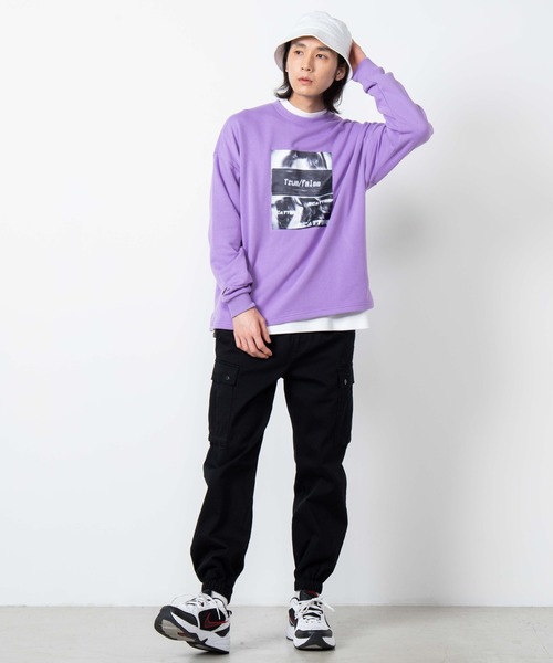 WEGO（ウィゴー）の「WEGO/ガールフォトビッグシルエットプルオーバー（スウェット・メンズ・ホワイト/ブラック/ベージュ/ライトパープル・MEDIUM/LARGE）」の9枚目の写真