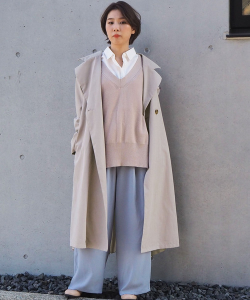 tiptop（ティップトップ）の「バックプリーツロングトレンチコート（トレンチコート・レディース・ベージュ/ブラウン/グレイッシュベージュ・FREE）」の8枚目の写真