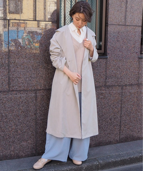 tiptop（ティップトップ）の「バックプリーツロングトレンチコート（トレンチコート・レディース・ベージュ/ブラウン/グレイッシュベージュ・FREE）」の9枚目の写真