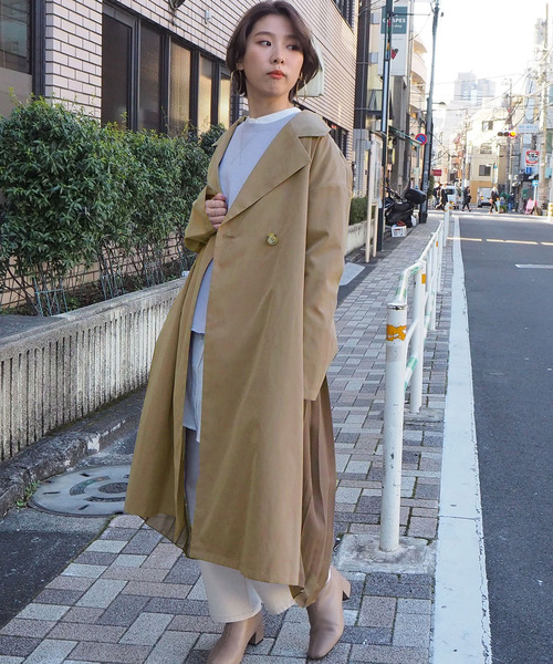 tiptop（ティップトップ）の「バックプリーツロングトレンチコート（トレンチコート・レディース・ベージュ/ブラウン/グレイッシュベージュ・FREE）」の5枚目の写真