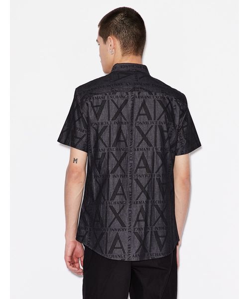 ARMANI EXCHANGE(アルマーニエクスチェンジ)の「【A|Xアルマーニ エクスチェンジ】A|Xロゴパターン 半袖デニムシャツ/REGULAR(シャツ/ブラウス・メンズ・ブラック/インディゴブルー・SMALL/MEDIUM/LARGE/X-LARGE/X-SMALL)」の3枚目の写真