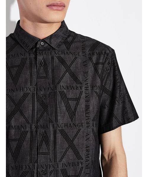 ARMANI EXCHANGE(アルマーニエクスチェンジ)の「【A|Xアルマーニ エクスチェンジ】A|Xロゴパターン 半袖デニムシャツ/REGULAR(シャツ/ブラウス・メンズ・ブラック/インディゴブルー・SMALL/MEDIUM/LARGE/X-LARGE/X-SMALL)」の6枚目の写真