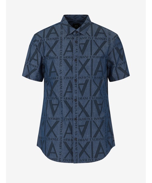 ARMANI EXCHANGE(アルマーニエクスチェンジ)の「【A|Xアルマーニ エクスチェンジ】A|Xロゴパターン 半袖デニムシャツ/REGULAR(シャツ/ブラウス・メンズ・ブラック/インディゴブルー・SMALL/MEDIUM/LARGE/X-LARGE/X-SMALL)」の2枚目の写真