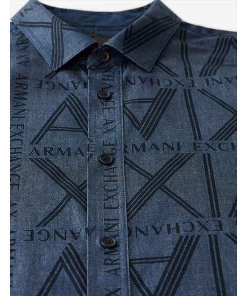 ARMANI EXCHANGE(アルマーニエクスチェンジ)の「【A|Xアルマーニ エクスチェンジ】A|Xロゴパターン 半袖デニムシャツ/REGULAR(シャツ/ブラウス・メンズ・ブラック/インディゴブルー・SMALL/MEDIUM/LARGE/X-LARGE/X-SMALL)」の7枚目の写真