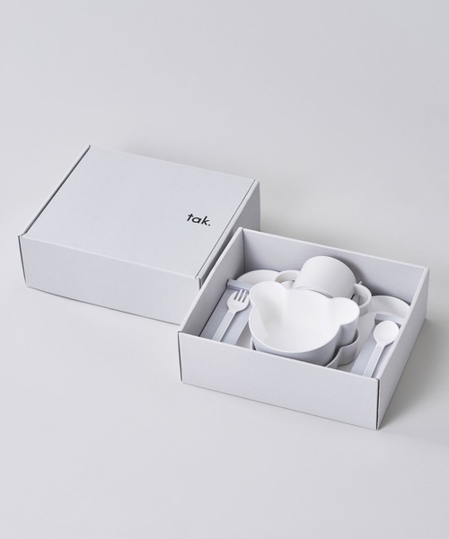 KIDS DISH ギフトボックス ベア カトラリー グレー ネイビー オレンジ イエロー JTN-1011（食器）｜I.D.E.A international（イデアインターナショナル）