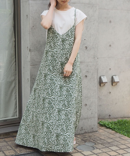 花柄　キャミワンピ　リボン付き　未使用タグ付き SpRay PREMIUM モレラ岐阜店 | ☀️肩リボン花柄シャーリング